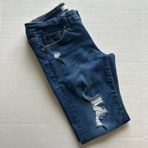 KanCan Skinny Distressed Women’s Jeans - Dark Wash - Sz 5/26 - Picture 2 of 12